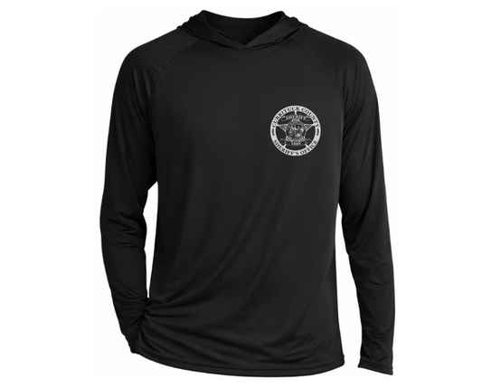 Black Cooling Performance Long Sleeve Hooded with full color graphics