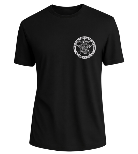 Black short sleeve tee with full color graphics