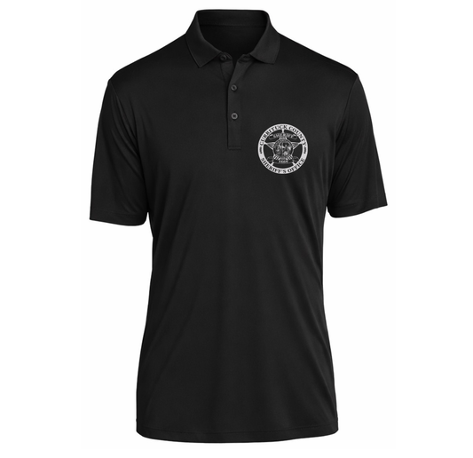 Black Posi-UV Pro Polo with full color graphics