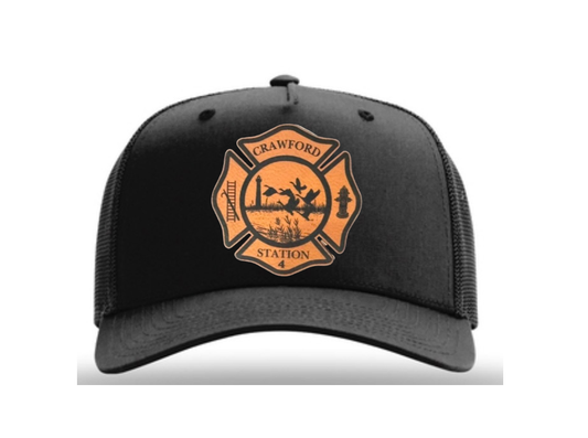Richardson 112FPC Snapback w/ Custom Rawhide to Black leather engraved patch